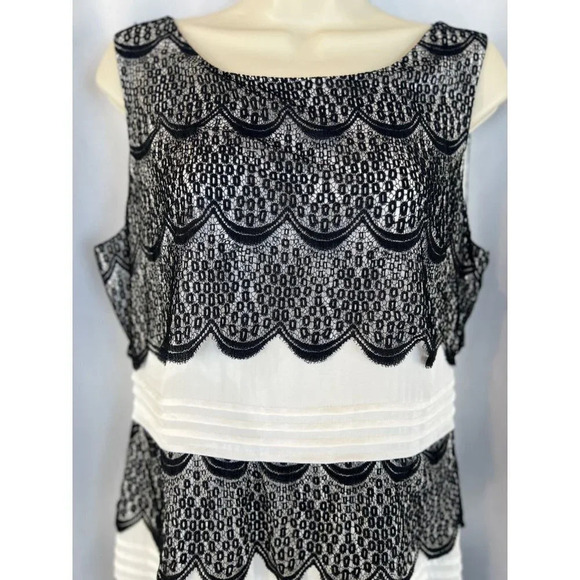 BCBGMaxAzria White Black Lorenna Lace Dress $268 - Picture 4 of 13